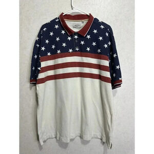 AMERICAN LEGACY American Flag Polo Shirt Mens Red White Blue Patriotic XL July 4